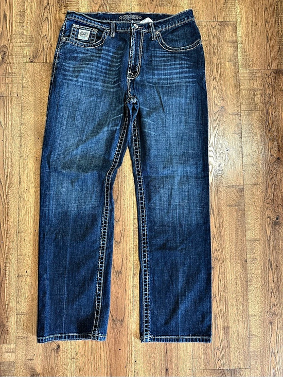 Cinch Denim - CINCH Men's Blue Medium Wash Denim Straight Leg Jeans Relaxed Fit Stretch